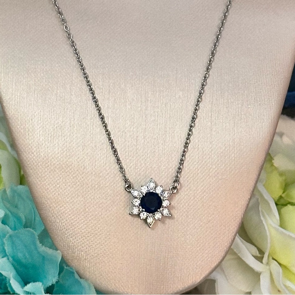 Blue Sapphire Gemstone Pendant Necklace NEW!